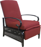 Kozyard Adjustable Outdoor Reclining Lounge Chair, Cushioned Patio Chaise Lounge with Extendable Metal Frame for Sunbathing, Reading & Relaxing – Comfortable Outdoor Recliner(Burgundy)