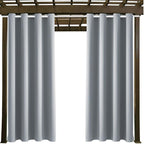 Water Proof Outside Curtains with Grommet Top for Porch, W52 x L120 Thermal Insulated Washable Outdoor Divider Drapes for Patio Gazebo Deck Pool Area Pergola Cabana (Light Gray, 2 Panels)