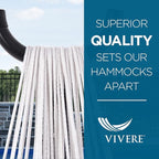 Vivere Brazilian Style Sunbrella Double Hammock with Steel Stand, Gateway Mist