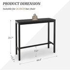 Outdoor Bar Table, 45" Patio Bar Height Counter Console Table, Black Waterproof HDPS Slatted Top and Bronze Leg, Weather Resistant, Hot Tub, Balcony, Yard, Indoor or Outdoor Use