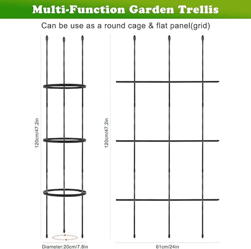 2 Pack Garden Trellis, 2 in 1 Plant Cages & Supports for Vines Crop, Potted/Climbing Plants Indoor Outdoor, Plant Stake for Flower, Vegetable, Tomato, Pot Trellis