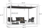 PURPLE LEAF 10' x 13' Aluminum Outdoor Pergola White Wind-Resistant Retractable Pergola with Double Sun Shade Canopy Heavy-Duty Metal Pergola for Patios Backyard Deck Garden, Grey