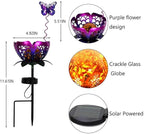 Solar Lights Outdoor Garden Decor,LED Lotus Flower Lamp, Metal Tulip & Butterfly Decoration Solar Lawn Lamp for Courtyard, Garden Gifts for Women (Purple)