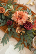 Artificial Flower Garland, 6 Ft Eucalyptus Burnt Orange Silk
