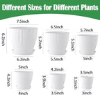 7.5/6.5/5.5/4.9/4.2/3.5 Inch Plant Pots with Drainage Holes and Saucer, Plastic Flower Pots for Indoor Plants, Lightweight Planter Pots for Plants, White