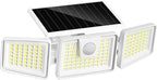 INCX Solar Motion Sensor Lights Outdoor, 3 Heads Security Lights Solar Powered, 156 LED Flood Light Motion Detected Spotlight for Garage Yard Entryways Patio, IP65 Waterproof, White, 1 Pack