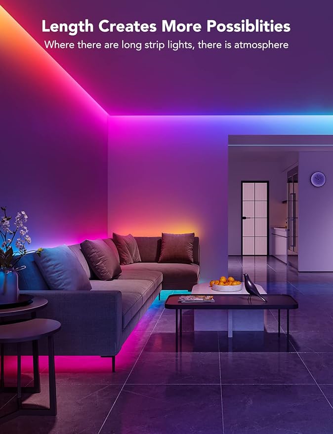 Govee RGBIC LED Strip Lights, 65.6ft Smart LED Lights for Bedroom, Bluetooth LED Strip Lights APP Control, DIY Multiple Colors on One Line, Color Changing LED Lights for Home Decor, 2 Rolls of 32.8ft