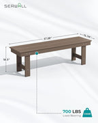 SERWALL Outdoor Dining Set for 6, HDPE Furniture Set with Umbrella Hole, All Weather Bench & Chairs, Coffee Table