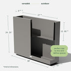 Veradek Block Series Span Plastic Planter - Tall Rectangular Planter for Indoor or Outdoor Patio/Porch, Gray, 24.25 in Height, 12 in Width, 30 in Length