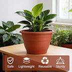 3 Pack 11 Inch Plant Pots with Drainage,Terracotta Plastic Planters for Indoor Outdoor Plants,Hanging Flower Pots for Patio,Garden,Balcony (Pottery Red)