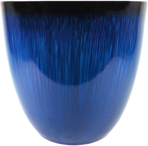 (EPR15-204) Large Egg Shaped Planter – 15 Inch, Blue Flower