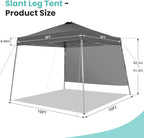 Canopy Tent, 10X10 FT Pop Up Canopy Outdoor Tent Slant Legs with Carrying Bag, Portable Gazebo Shelter - 8X8 FT Canopy Cover (Dark Grey with 1 Sidewall)