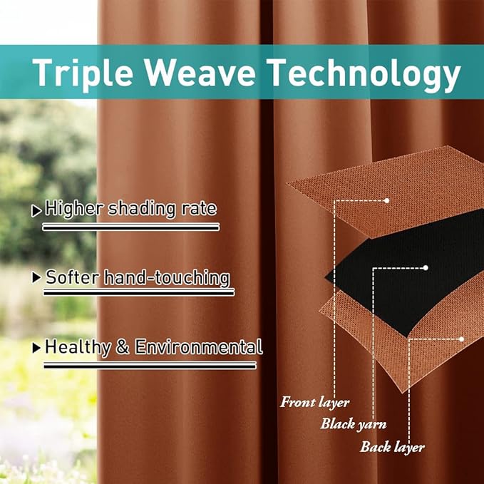 NICETOWN Outdoor Curtain for Patio Windproof, Thermal Insulated Rustproof Steel Top and Bottom Grommet Blackout Festival Decor Drape, Waterproof & Keep Privacy, Mecca Red, 1 Panel, W52 x L95