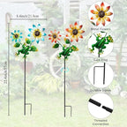 3 Pack Frog＆Flowers Garden Stakes Decor,Metal Yard Art Decorative Garden Stakes,Metal Flowers Spring Outdoor Decor for Mom,Women,Grandma