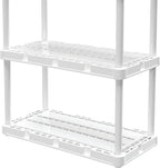 Gracious Living 4 Pack Light Duty Storage Shelves, Knect-A-Shelf 4-Shelf Ventilated Shelving Rack Organizer for Home, Garage, Basement & Laundry, White
