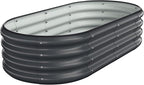 Galvanized Metal Raised Garden Bed Kit for Lightweight Planter Boxes Outdoor with Easy Assembly,4x2x1ft Oval Large Galvanized Gardening Raised Bed for Vegetables, Fruits, Flower,Black