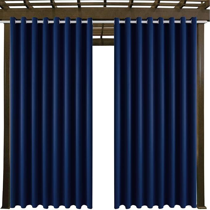 Waterproof Outdoor Curtain W105 x L108 - Grommet Top Sunlight Blocking Window Treatment Drapes Blackout Curtains for Home Bedroom Living Room Outdoor Patio Porch Pergola Cabana Gazebo, 2 Panels