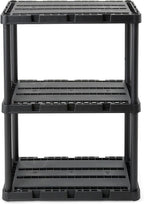 Gracious Living 3 Shelf Knect-A-Shelf Solid Light Duty Storage Unit 12 x 24 x 33" Organizer for Home, Garage, Basement & Laundry, Black