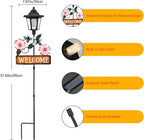 Lewondr Solar Garden Lights Bee, 37.4 Inch Solar Lamp Post Light with Welcome Sign & Bees, Outdoor Waterproof Solar Stake Lights for Yard Porch Patio Pathway Gardening Gifts, 2 Pack