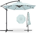 Best Choice Products 10ft Solar LED Offset Cantilever Hanging Market Patio Umbrella, 8 Sturdy Ribs, Easy Adjustment - Baby Blue