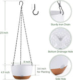 Hanging Planters for Indoor Plants, Set of 2 8/10 Inch Self-Watering Hanging Pots with Drainage Hole & Removable Water-Storage Tray II Screw-in Hooks
