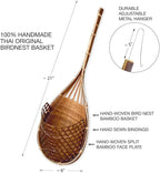 Handmade 100% Thai Bamboo 6 Inch Signature Super Sanctuary SIAM Orchid Hanging Basket with Nursery Grade Coconut Shell Staves Coir Pith Sponge & Husk Mulch