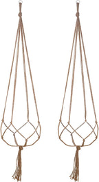 EBOOT 2 Pack 48 Inch Large Macrame Plant Hanger Rope to Hang Flower Pot Plant Holder for Indoor Outdoor Decorations, 4 Legs (Linen Color)