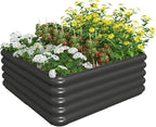 3.0x3.0x1.0ft Raised Garden Bed Kit, Rustproof PP Material Garden Box, Flower Bed with Tool-Free Assembly Design, Square Planter Boxes for Outdoor Plants Vegetables Flower Fruit Herb, Black