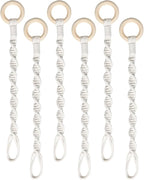 6 Pack Adjustable Macrame Plant Hanger Extenders Connectable Rope Hanging Plant Extender Handmade Woven Hanging Basket Extension with Wooden Ring for Indoor Outdoor Plant Pot Holder (Style 1, 6)