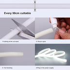 AC 110V COB LED Strip Lights Outdoor Waterproof 65.6ft, 6000K Cool White Super Bright 200W CRI 90+ LED Rope Light, IP65 Flexible Cuttable, for Bedroom Garden Commercial House