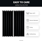 Water Proof Outside Curtains with Grommet Top for Porch, W84 x L95 Thermal Insulated Washable Light Block Outdoor Divider Drapes for Patio Gazebo Deck Pool Area Pergola Cabana (Black)