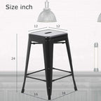 FDW Metal Bar Stools Set of 4 Counter Height Bar Stools 24 Inches Industrial Bar Chairs Patio Stool Stackable Backless Stool Indoor Outdoor Metal Kitchen Stools Bar Chairs (Black Set of 2, 24")