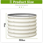 SnugNiture Raised Garden Bed, 2 PCS 2×2×1.5ft Round Galvanized Outdoor Planter Box, 17" Tall Deep Metal Garden Bed Kit for Planting Vegetables, Fruits, Flowers, White