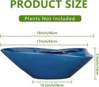Planter Pot 18 Inch Blue Ceramic with Drainage Hole for Bonsai and Succulents