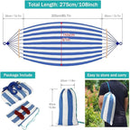 MOSFiATA Hammocks Portable Camping Hammock Upgraded 550lb Comfortable Fabric Hammock with Two Anti Roll Balance Beam and Sturdy Metal Knot Tree Straps for Camping, Patio, Backyard, Outdoor(Blue White)
