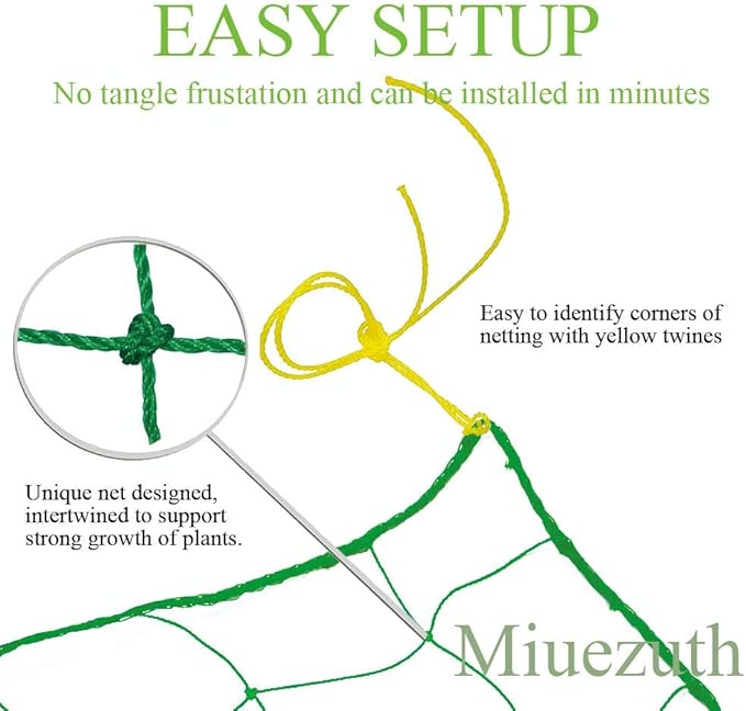 Trellis Netting for Climbing Plants - Heavy Duty Garden Trellis Netting for Cucumber, Vine, Fruits & Vegetables Tomato Plants Trellis Net, Climbing Vining Plants (1-Pack 8.2' x 6.6'Ft)