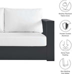 Modway Tahoe Aluminum 3-Piece Outdoor Patio Furniture Gray White, Modular Sectional Sofa Set with Weather-Resistant Cushions, Ideal for Deck, Backyard Poolside