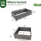 A ANLEOLIFE Set of 6, 18 Inch Tall Quartz Grey Raised Garden Beds Kit, Rectangular & Square Metal Planters for Structured Garden Layouts