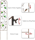 SUNNYPARK Set of 2 Hummingbird Metal Garden Trellis for Climbing Plants, Decorative Vegetables Flowers Vine Trellis for Outdoor Patio 60'' H x 11'' W