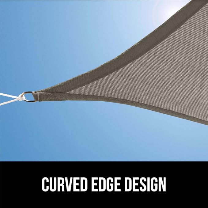 GORILLA GRIP Heavy Duty Sun Shade, UV Protection Fade Tear and Rust Resistant Rectangle Sunshade Canopy, Curved Edges Blocks Sunlight, Breathable Sail, Outdoor Patio, Lawn Garden 12x12 FT Gray