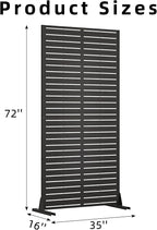 Casaphoria Metal Privacy Screen Outdoor, 72" H x 35" W Freestanding Decorative Privacy Screen for Patio Deck Balcony Garden with Stable Base, Black-Louvered