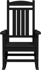 KINGYES Outdoor Rocking Chair Set of 4, High Density Polyethylene Patio Rocking Chairs with 330lbs Support for Adults, Black