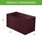 Best Choice Products 4x2x2ft Outdoor Metal Raised Garden Bed, Deep Root Box Planter for Vegetables, Flowers, Herbs, 119 Gallon Capacity, 100% Non Toxic Materials - Burgundy
