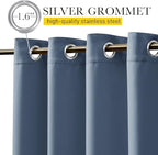 NICETOWN 2 Panels Outdoor Curtains for Patio Waterproof & Windproof, Thermal Insulated Top & Bottom Grommet & Back Tab Sun Blocking Outdoor Drapes with Fixed Rope for Gazebo, Stone Blue, W66 x L90