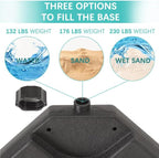 VECELO 4-Piece Heavy-Duty Cantilever Offset Patio Umbrella Base/Stand Outdoor, Square Plate Set with Lock Pins, Easy-Fill Spouts for Water/Sand, for Garden, Backyard and Poolside, Black