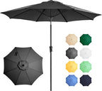 Ayge 9FT Large Outdoor Patio Umbrella Market Table Umbrella-UV Resistant, Easy Push Button Tilt and Crank, 8 Sturdy Fiberglass Ribs Heavy-Duty Pool Umbrella for Deck, Backyard,Garden,Black
