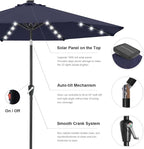 ABCCANOPY Durable Solar Led Patio Umbrellas with 32LED Lights 9FT (Deep Blue)