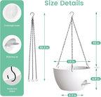 13 Inch 2 Pack Large Self Watering Hanging Planters for Indoor Outdoor Plants, Hanging Plant Pots with Removable 50 Oz Reservoir, Plastic Hanging Basket for Window Porch Garden, White