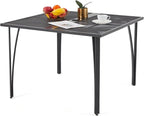 AECOJOY 39.4" Outdoor Patio Dining Table for 4, Square Metal Patio Table with 1.6" Umbrella Hole, All-Weather Resistant Outdoor Furniture Tables for Patio, Backyard, Garden, Poolside (Dark Grey)