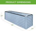 Best Choice Products 8x2x2ft Raised Outdoor Metal Garden Bed, Deep Root Box Planter for Vegetables, Flowers, Herbs, 240 Gallon Capacity, 100% Non Toxic Materials - Mist Blue